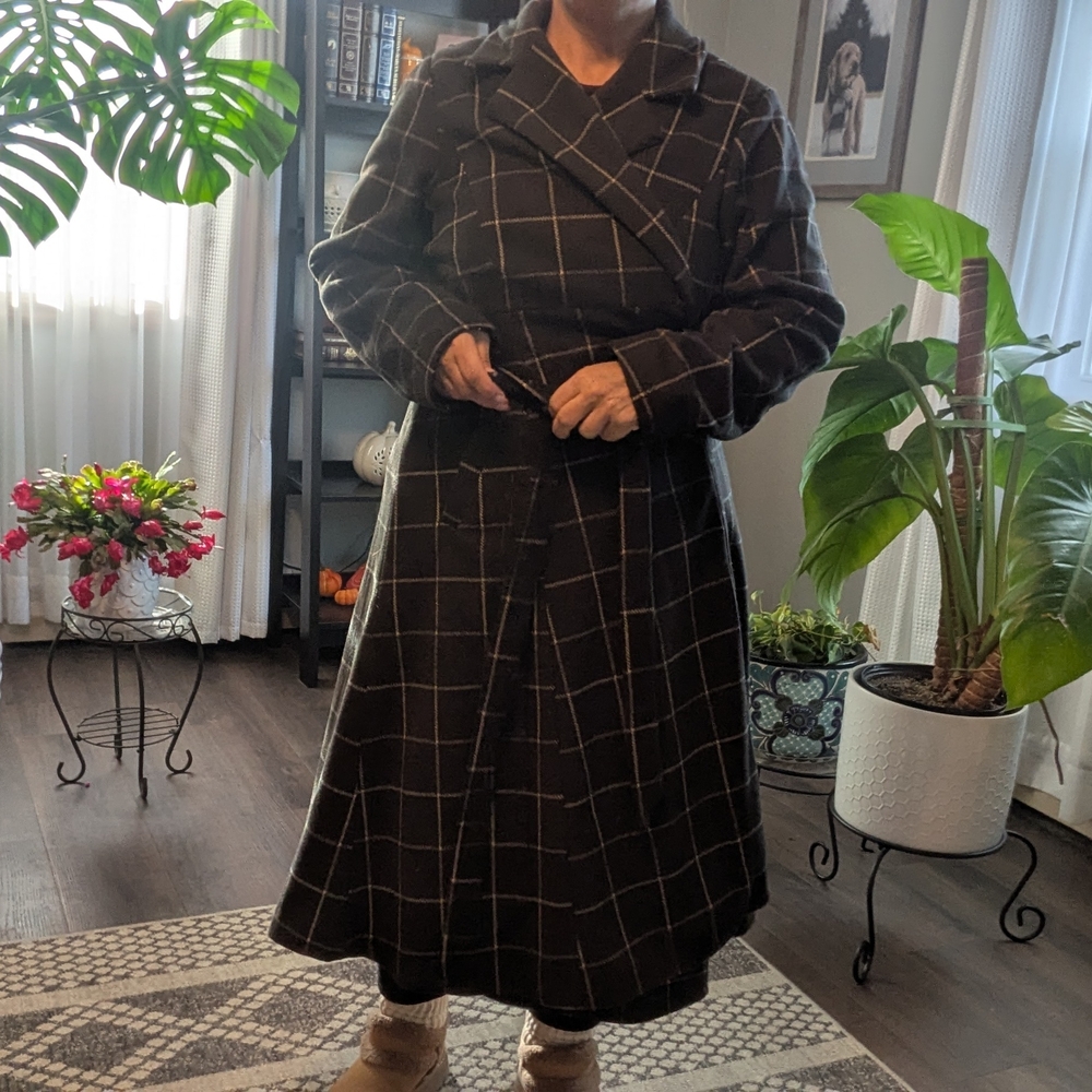 Black Plaid Long Coat